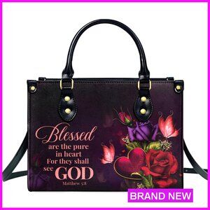 Leather Bible Bag Tote with Adjustable Strap, Religious Gift for Women